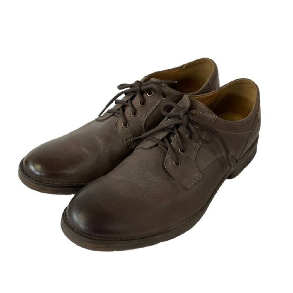 Clarks Size 12 Brown Leather Oxford Shoes Lace Up Casual Dress Comfort Classic